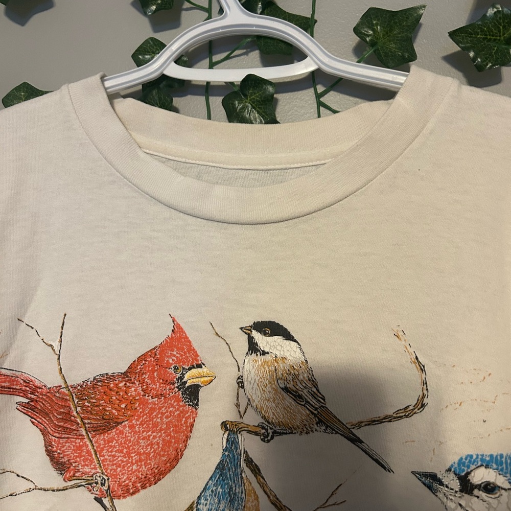 Vintage 90’s Double Sided Colorful Songbirds Nature Outdoors Art Graphic Tee - Picture 3 of 5